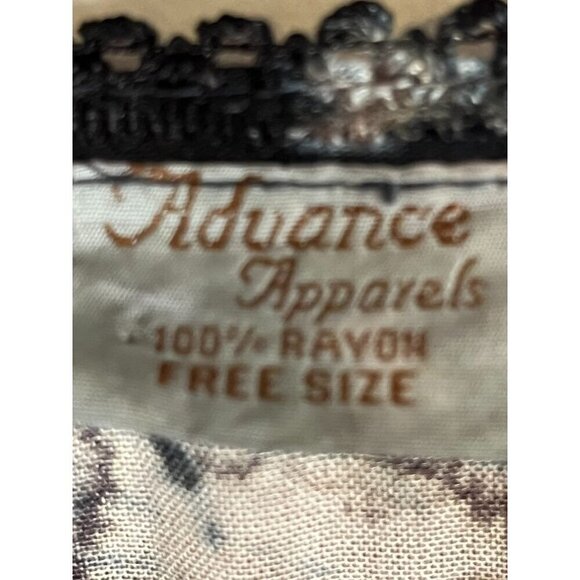 Tie Dye Floral Top M Brown Hi Lo Sequin Tassel Grunge Boho Biker Chic Funky 80s - Picture 2 of 13